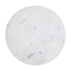 Table d’appoint ronde en marbre blanc veiné gris et bois clair cannelé, Ø40 cm