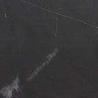 Table d’appoint ronde en marbre noir veiné blanc et bois manguier clair, Ø50 cm