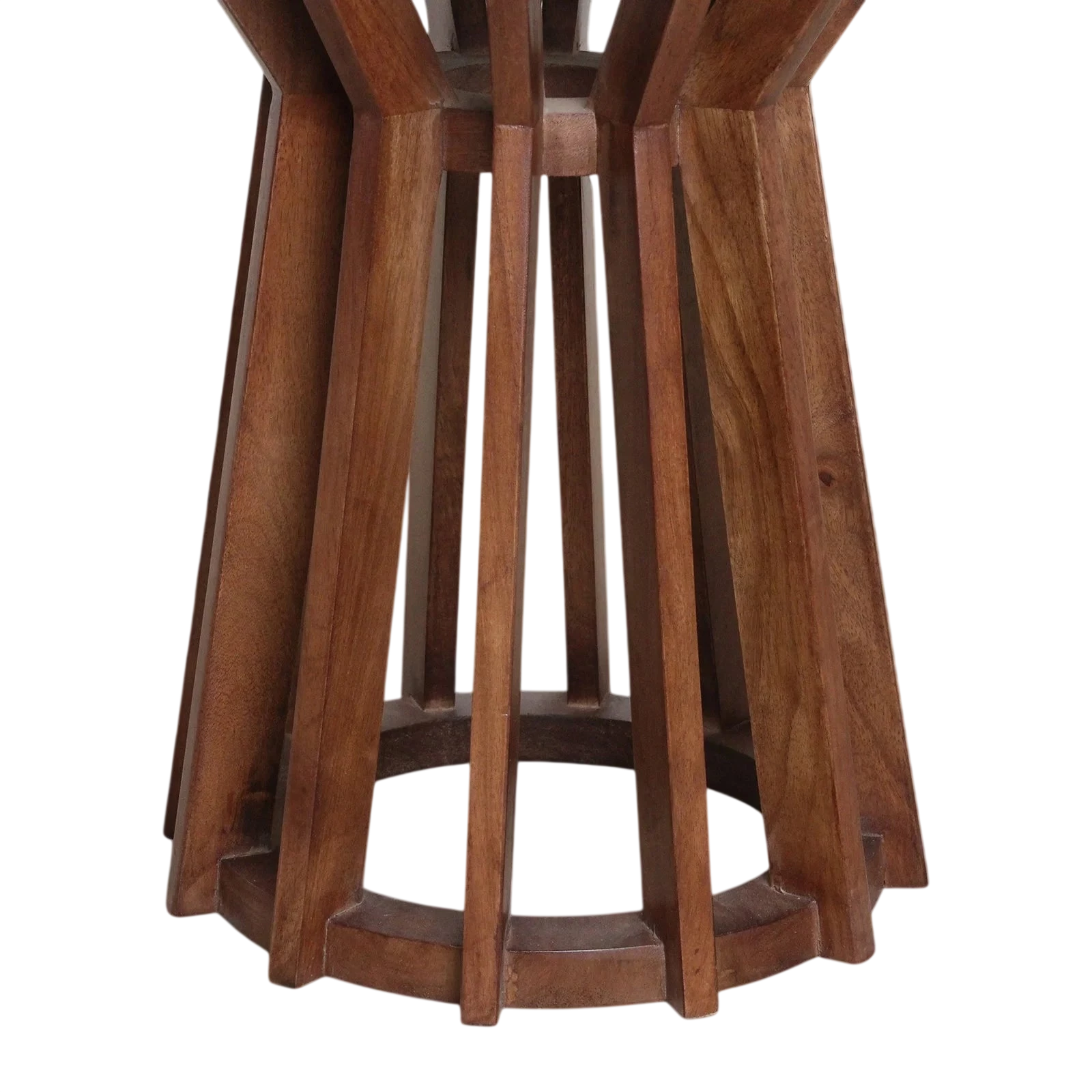 Base de table ronde en bois de manguier sculpté, forme conique élégante, Ø40 cm