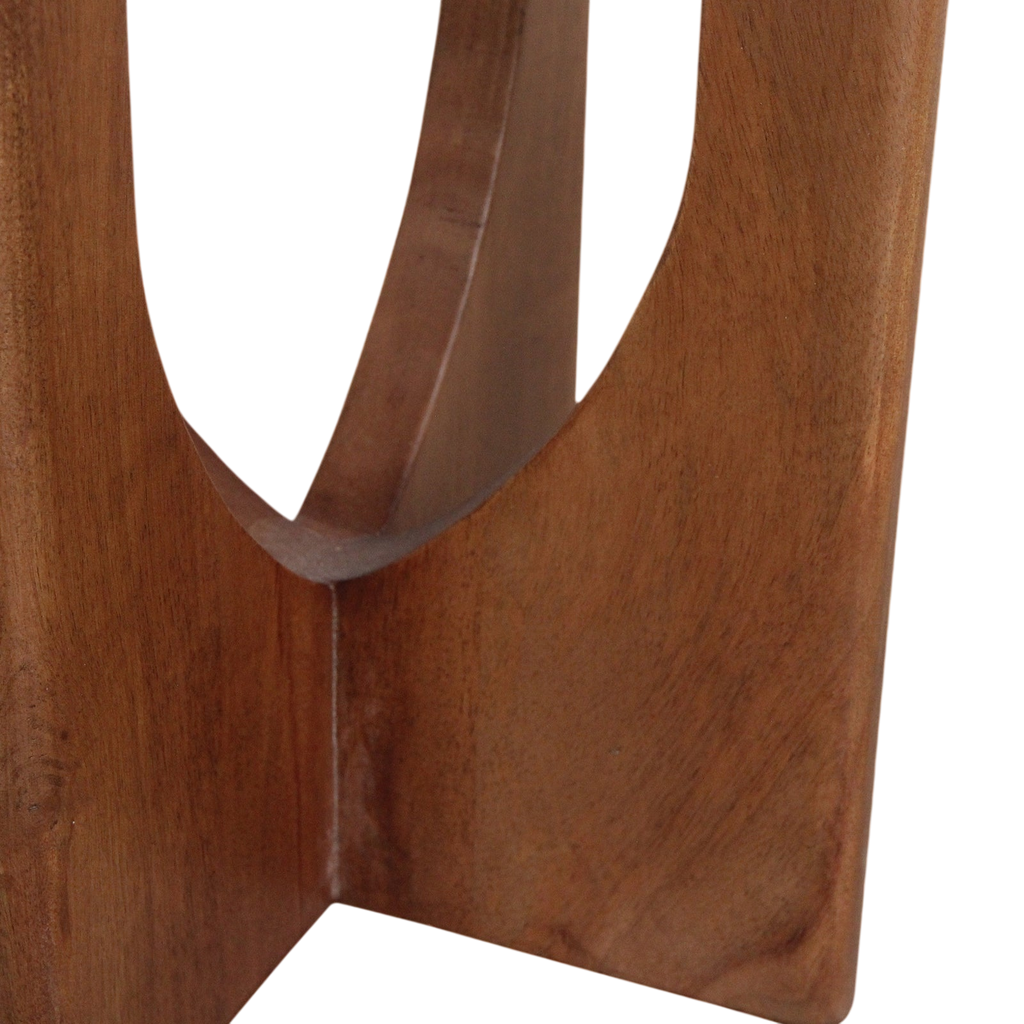 Table d’appoint ronde en marbre noir et bois sculpté – H50 cm