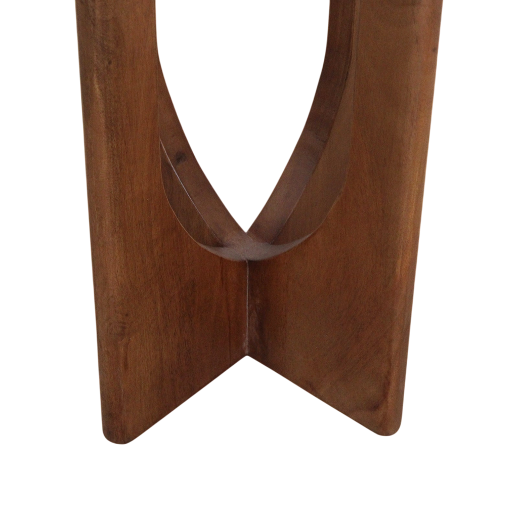 Table d’appoint ronde en marbre noir et bois sculpté, H50 cm