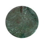 Table d’appoint ronde en marbre vert à veines sombres sur bois clair, Ø50 cm