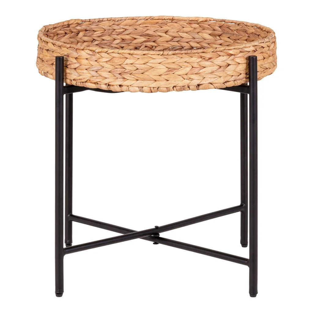 Table d’appoint ronde en métal et jacinthe d’eau Ø50 cm