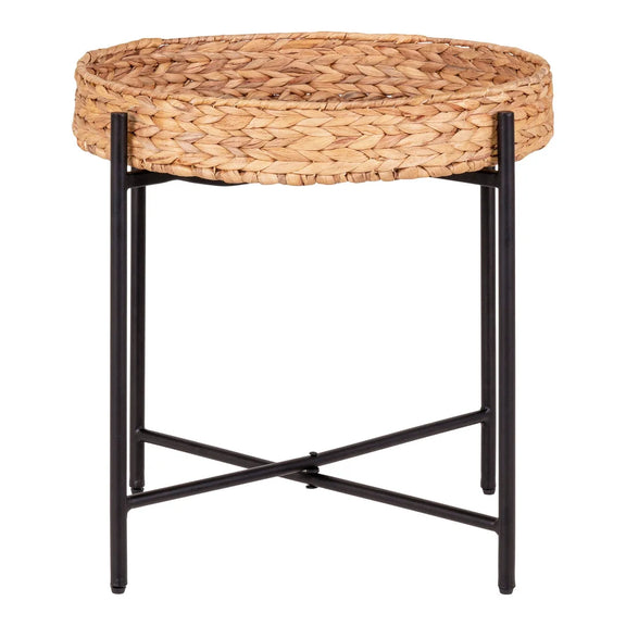 Table d’appoint ronde en métal et jacinthe d’eau Ø50 cm