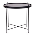 Table d’appoint ronde en métal noir avec plateau en verre teinté Ø48 cm