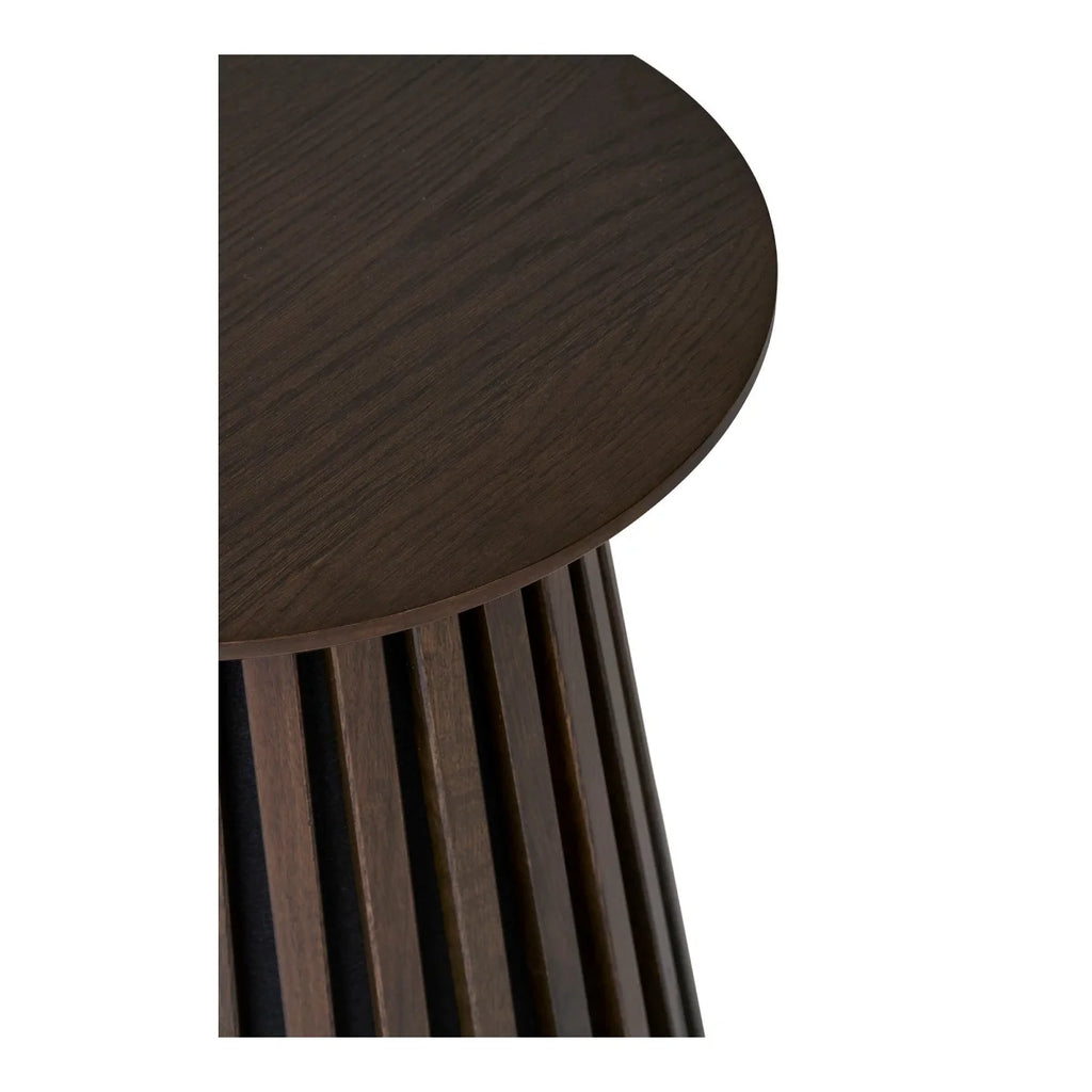 Table d’appoint ronde en placage chêne fumé 40x50 cm en bois brun foncé