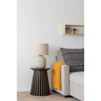 Table d’appoint ronde en placage chêne fumé 40x50 cm