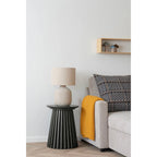 Table d’appoint ronde en placage chêne noir 40x50 cm