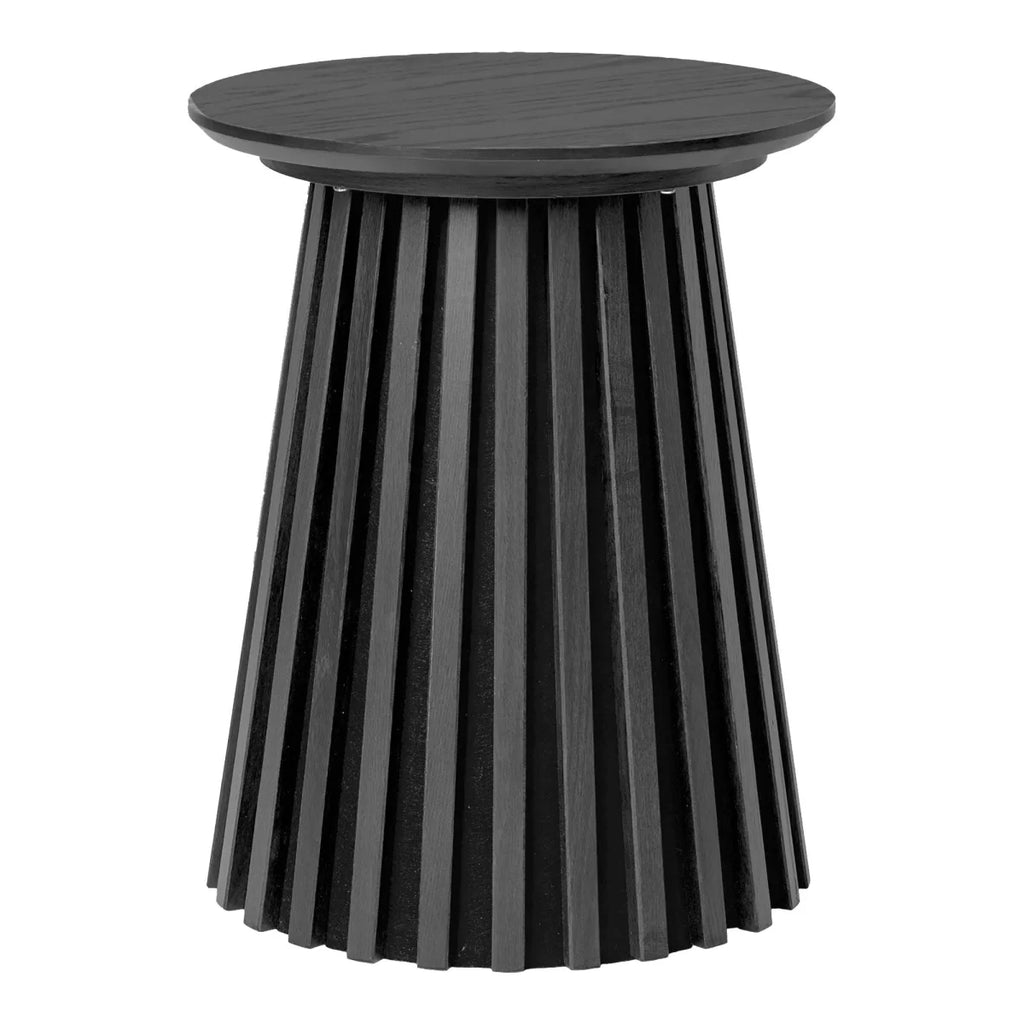 Table d’appoint ronde en placage chêne noir 40x50 cm