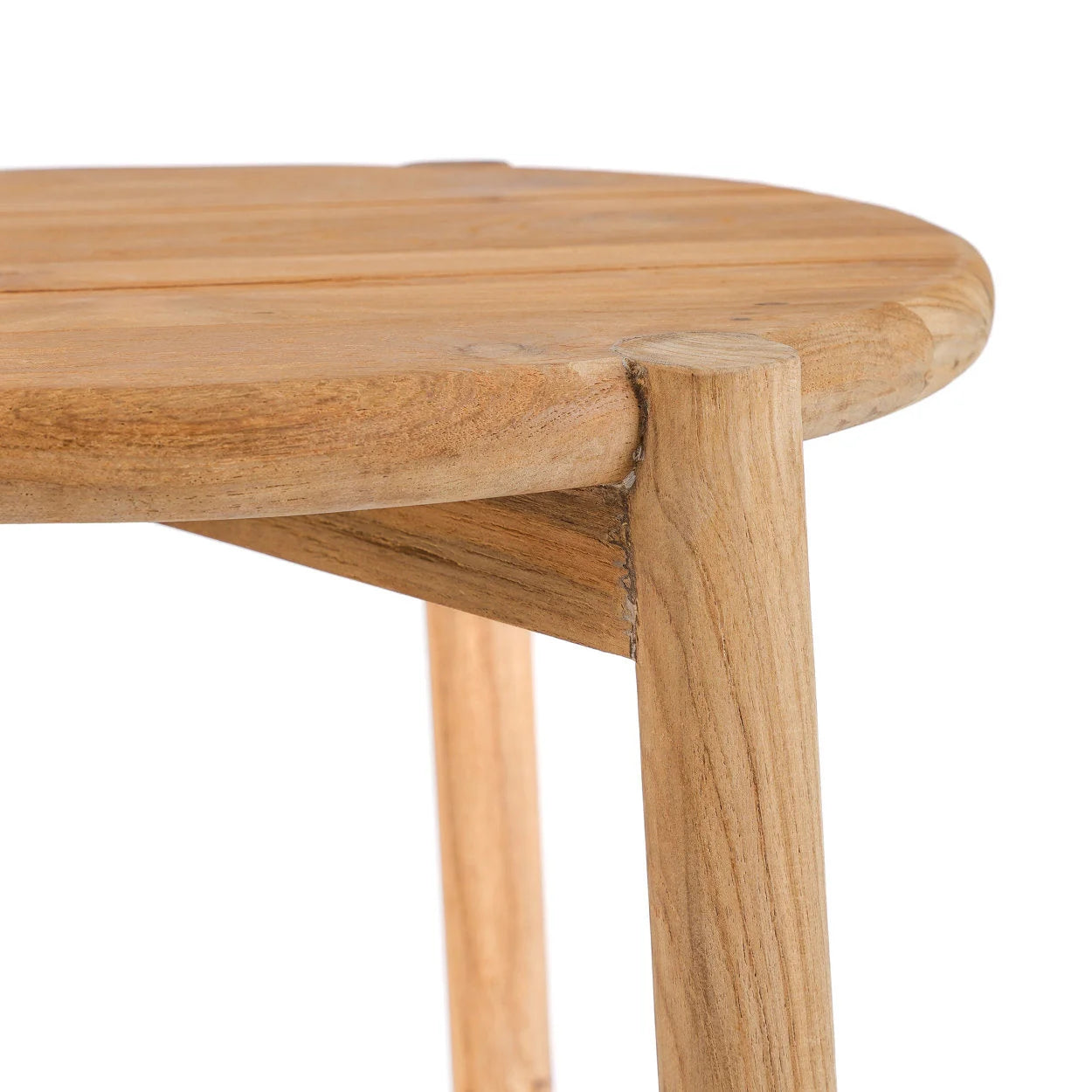 Table d’appoint ronde en teck naturel pour extérieur – Ø47 cm