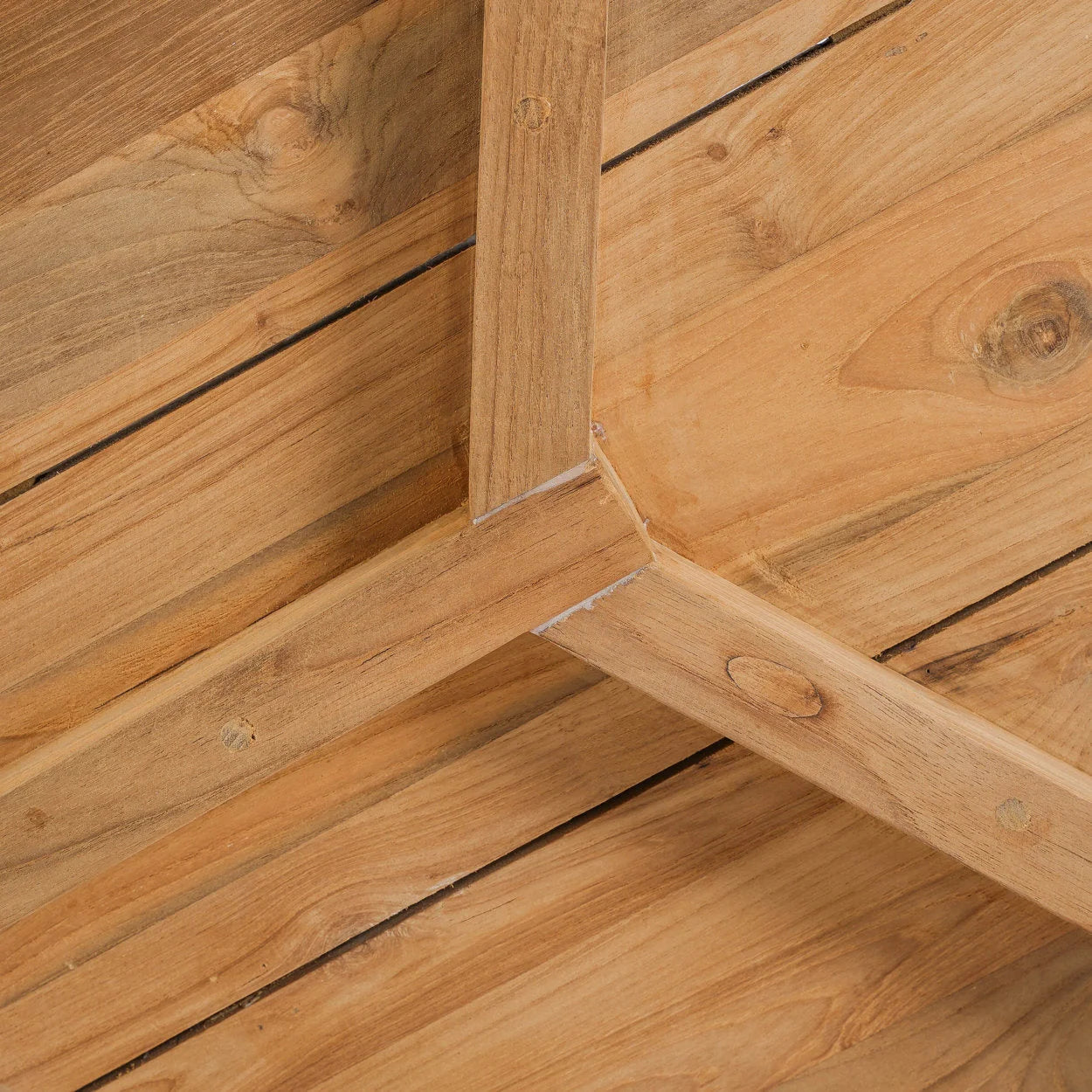 Table d’appoint ronde en teck naturel pour extérieur – Ø47 cm
