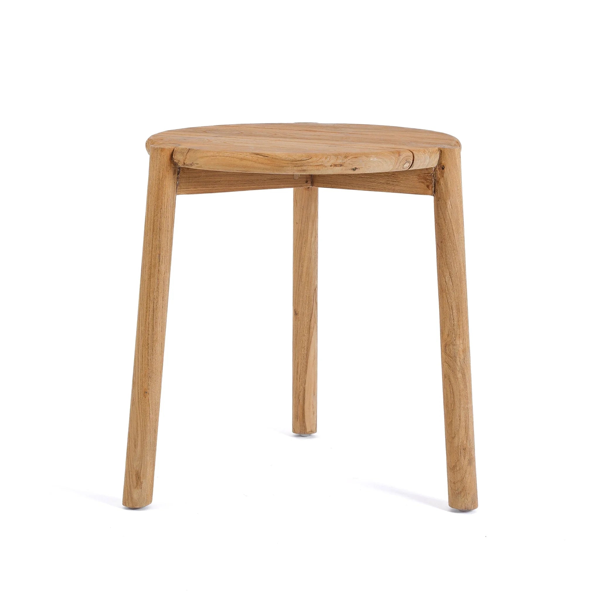 Tabouret en teck naturel simple, Ø47 cm pour extérieur