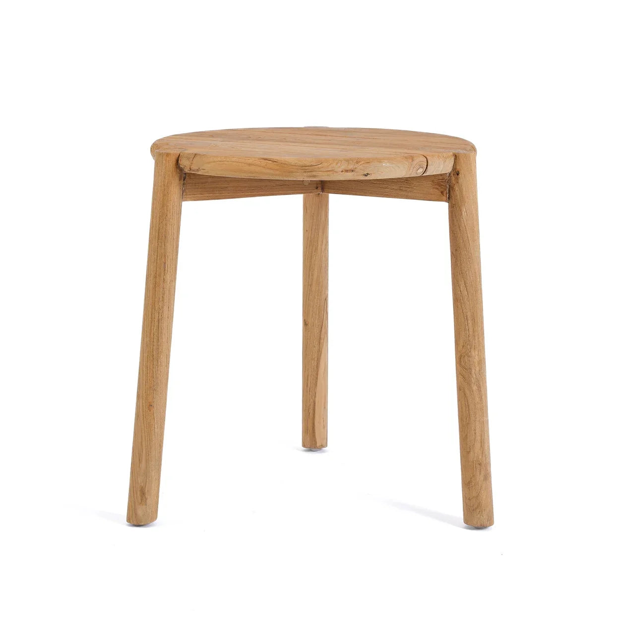 Tabouret en bois teck naturel simple pour extérieur Ø47 cm