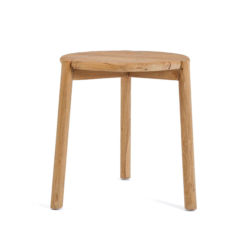 Table d’appoint ronde en teck naturel pour extérieur – Ø47 cm
