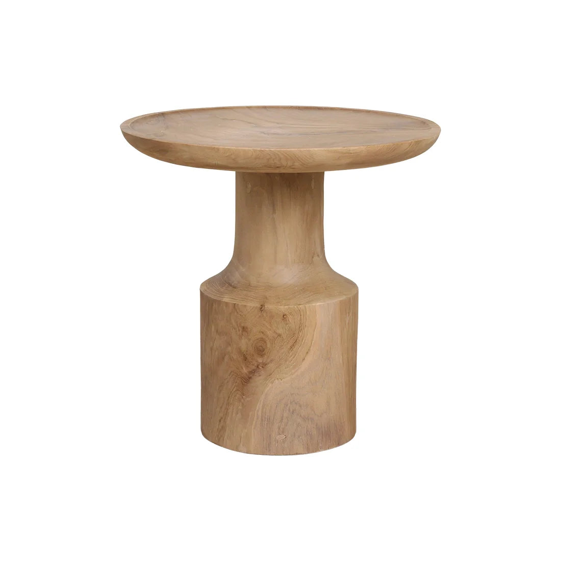 Table d’appoint ronde sculpturale en teck naturel 50x50 cm