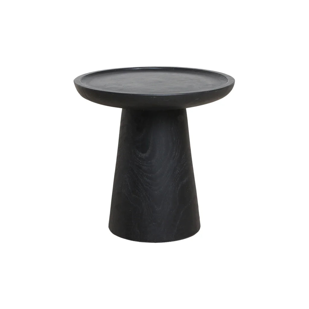 Table d’appoint ronde en teck noir mat avec rebord – Ø40 cm