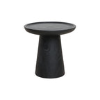 Table d’appoint ronde en teck noir mat avec rebord – Ø40 cm