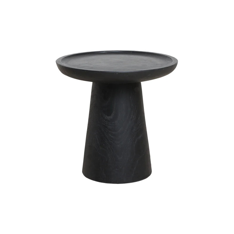Table d’appoint ronde en teck noir mat avec rebord – Ø40 cm