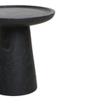 Table d’appoint ronde en teck noir mat, Ø40 cm, design minimaliste