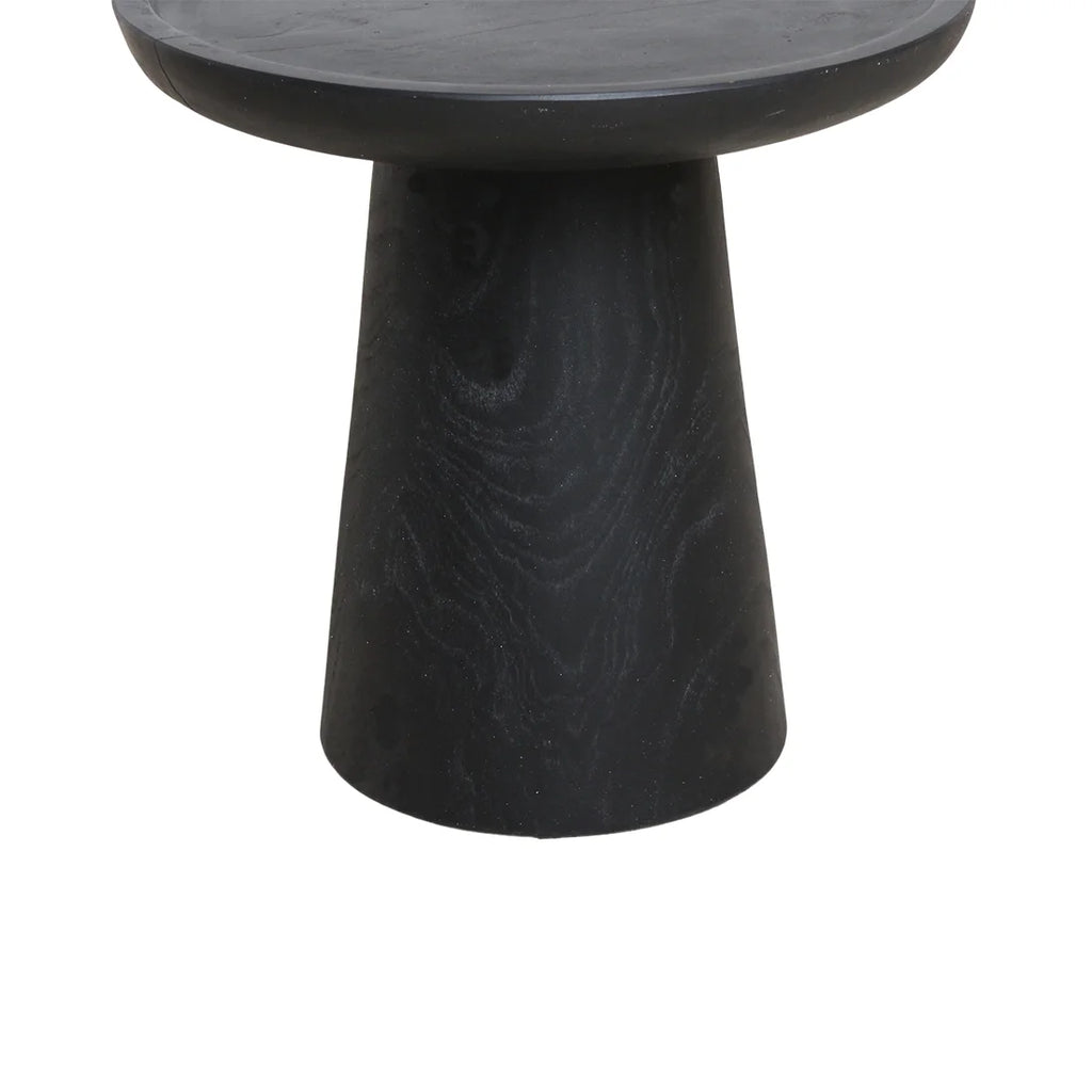 Table d’appoint ronde en teck noir mat avec rebord, Ø40 cm