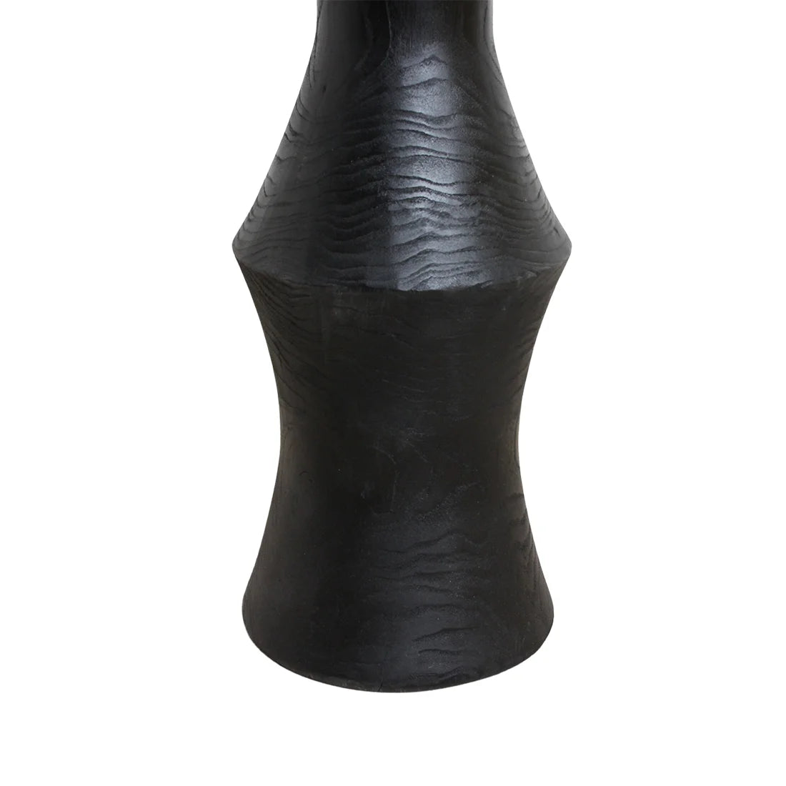 Vase céramique noir texturé à côtes sur base évasée, Ø50 cm