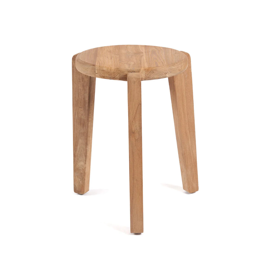 Table d’appoint ronde en teck recyclé – Naturel – Ø40 cm