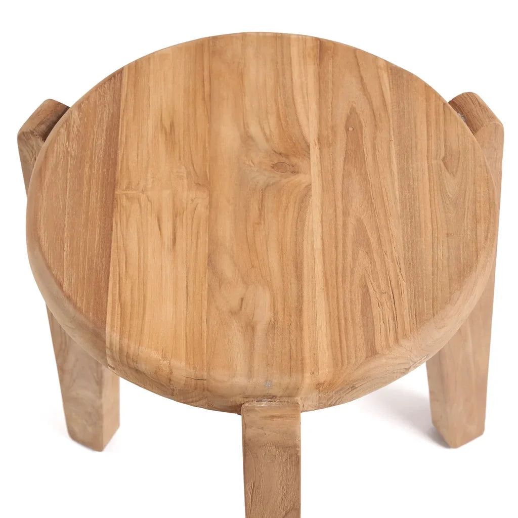 Tabouret rond en bois naturel pour la table dappoint Seseh - Naturelle