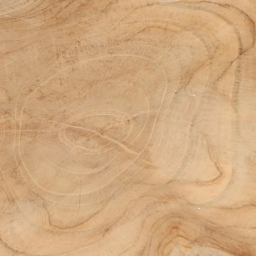 Table d’appoint en teck massif blanc naturel organique 45x45 cm avec veinures