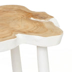 Table d’appoint en teck massif blanc naturel organique 45x45 cm