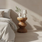 Table dappoint en teck massif sablier H45 cm rustique