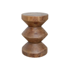 Tabouret en teck massif sablier, H45 cm, finition naturelle