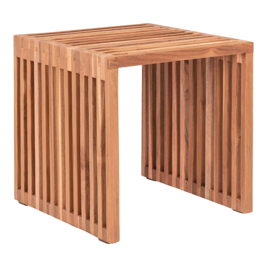 Table d’appoint en teck naturel 40x40 cm bois carré