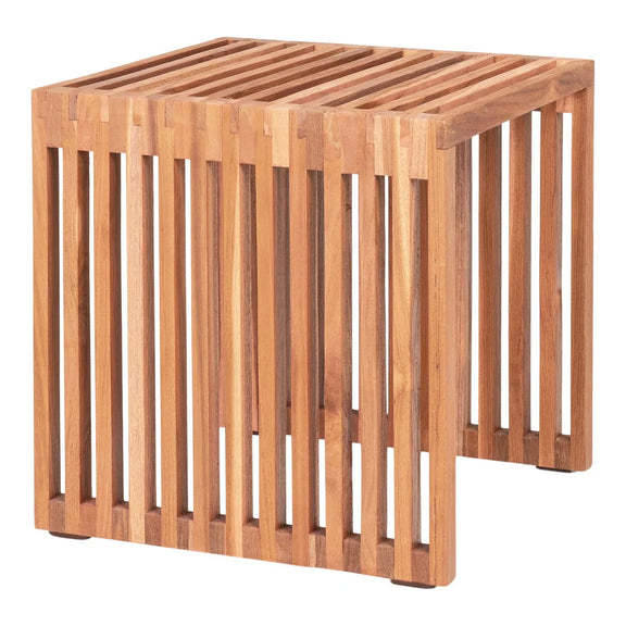 Table d’appoint en teck naturel 40x40 cm bois carré