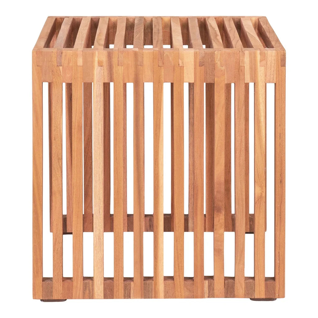 Table d’appoint en teck naturel 40x40 cm bois carré