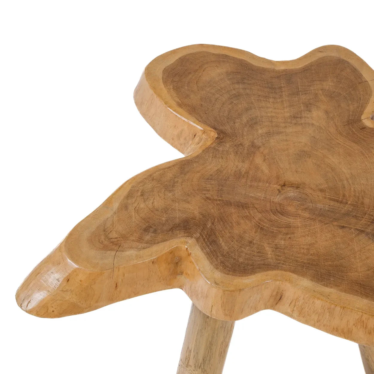 Table d’appoint en teck naturel forme organique 45 cm
