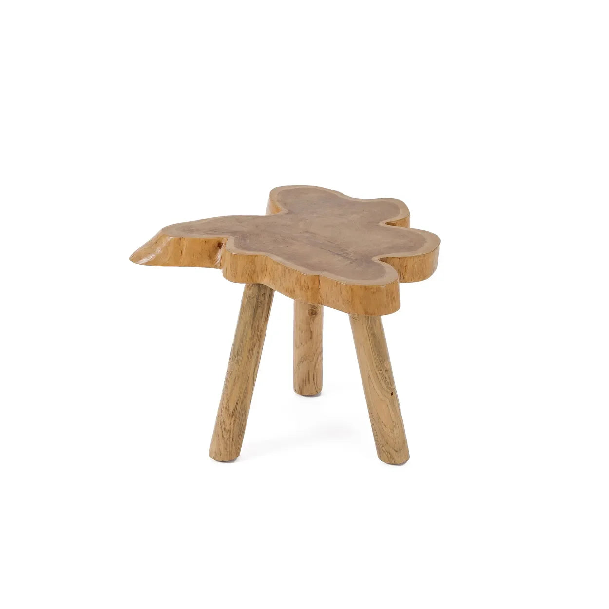 Table d’appoint en teck naturel forme organique 45 cm