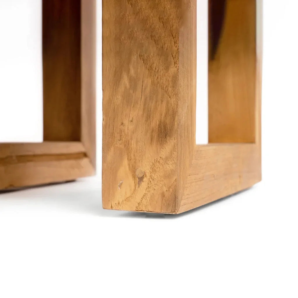Cadre rectangulaire en bois naturel pour La table d appoint en teck récupéré