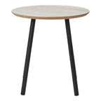 Table d’appoint travertin beige et noir en MDF et acier