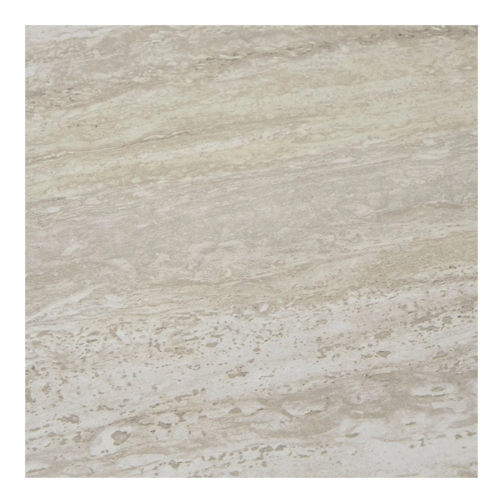 Table d’appoint travertin beige et noir en MDF et acier