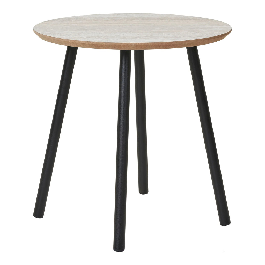 Table d’appoint travertin beige et noir en MDF et acier