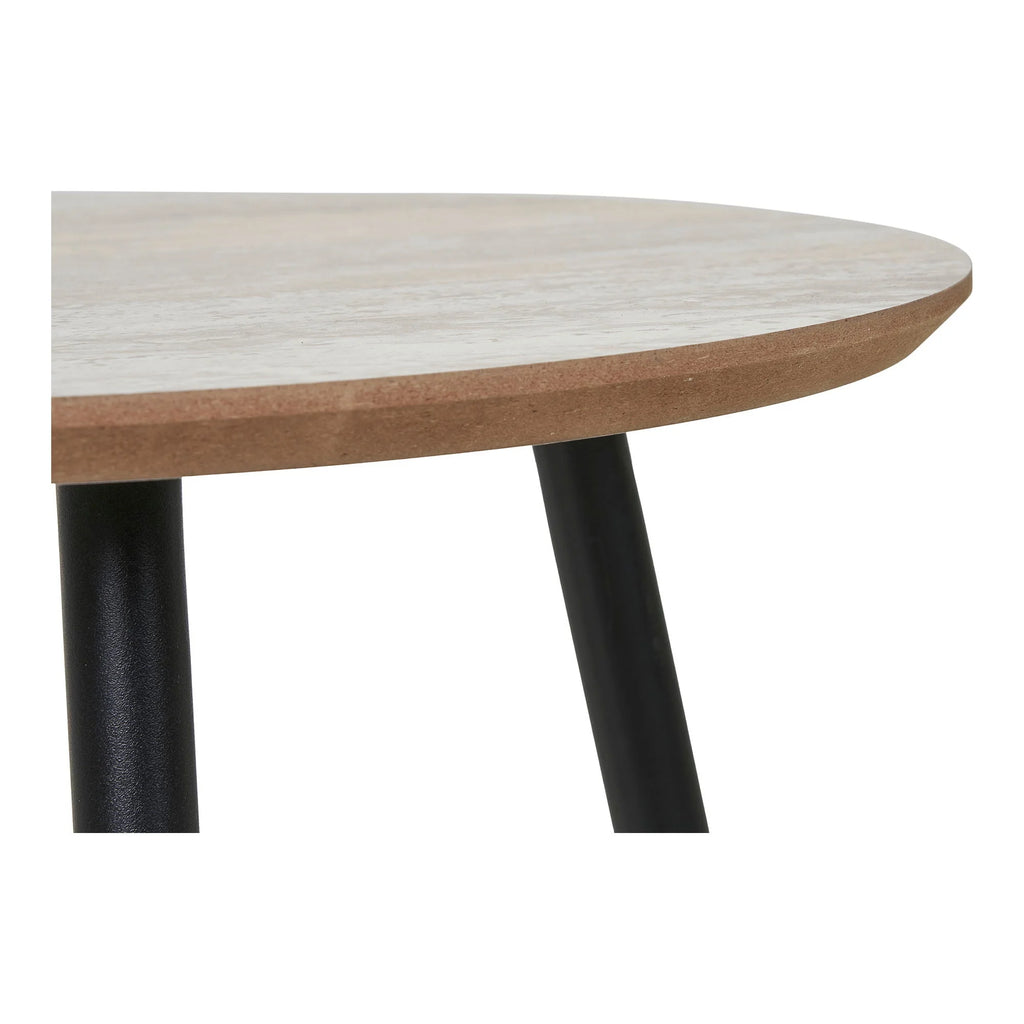 Table d’appoint travertin beige et noir en MDF et acier
