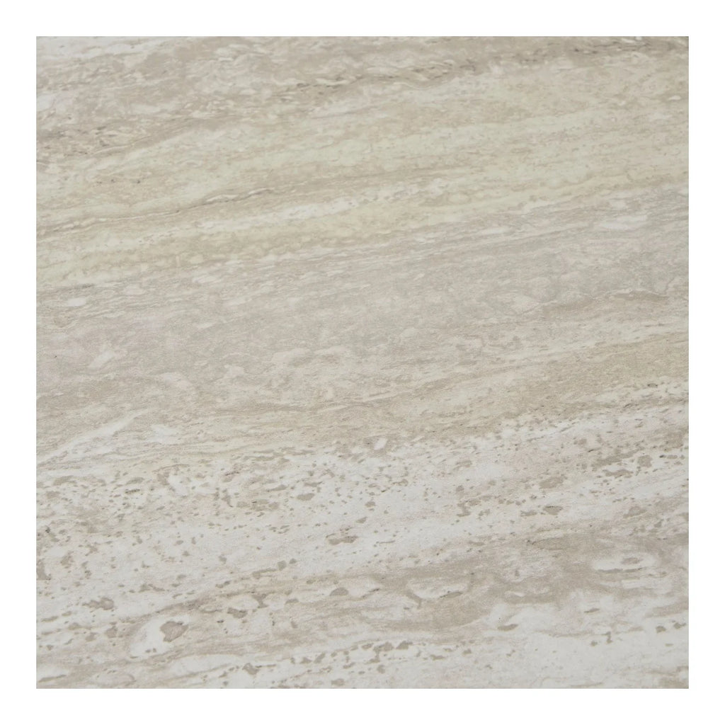 Table d’appoint en travertin beige avec veines naturelles polies