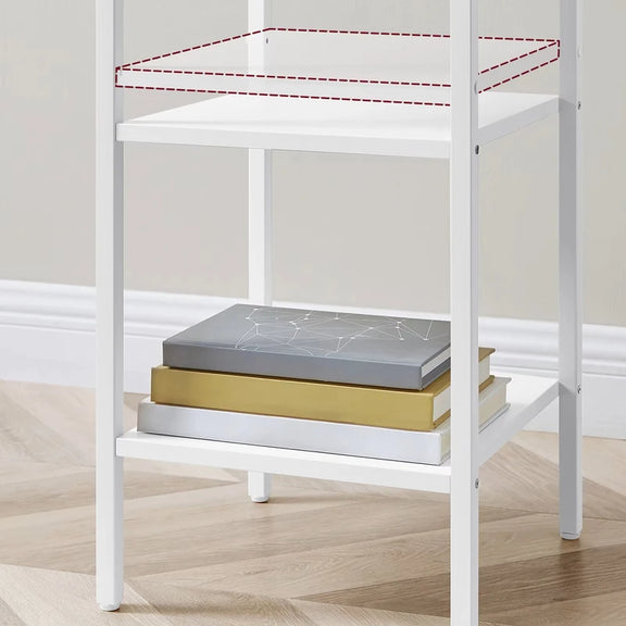 Étagères ouvertes et réglables de la table de chevet blanche moderne.