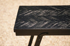 Table haute en bois noir avec cadre en métal de 140cm pour la pièce à vivre