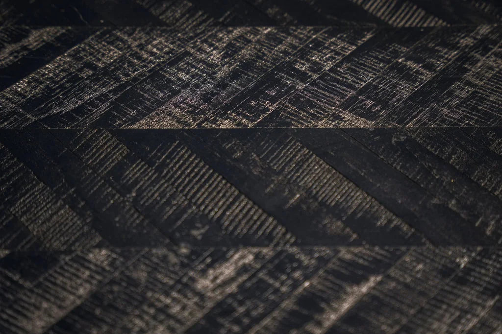 Sol brun foncé en chevrons pour la table haute La table haute à chevrons - Noir - 140cm