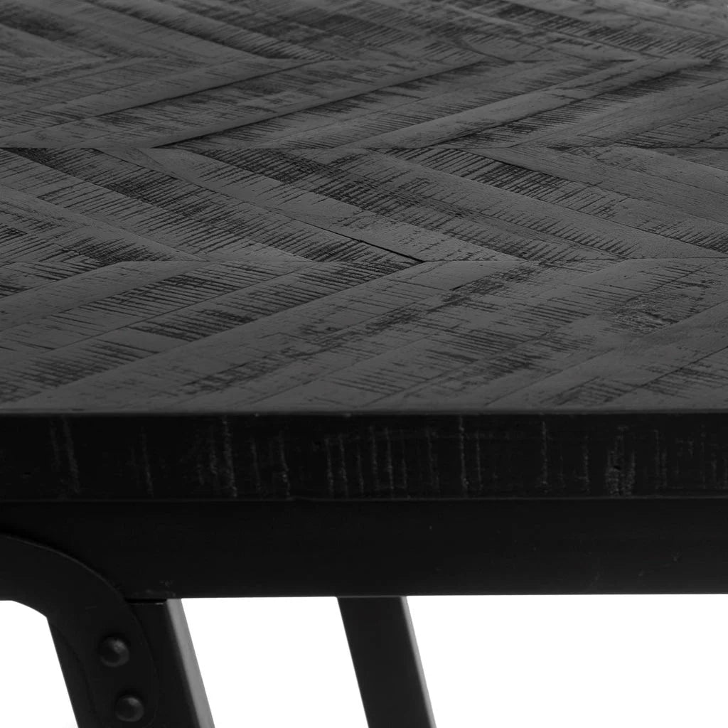 Table en bois à chevrons foncé pour La table haute à chevrons Noir 140cm
