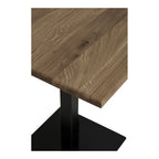 Table haute en chêne fumé 70x70 cm avec base métal noir