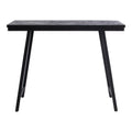 Table haute rectangulaire en teck motif chevron et métal noir – 140x60 cm