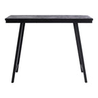 Table haute rectangulaire en teck motif chevron et métal noir – 140x60 cm