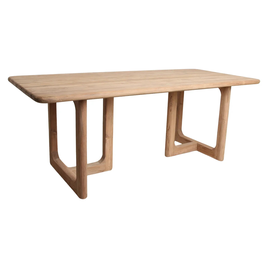 Table de jardin en teck recyclé naturel 200x90 cm avec pieds ajourés